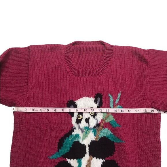 Vintage Hand Knit Quirky Googly-Eyed Panda Sweater - Picture 9 of 11